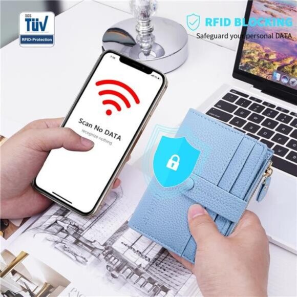 Womens Wallet Small, Card Holder Blue - Picture 4 of 7